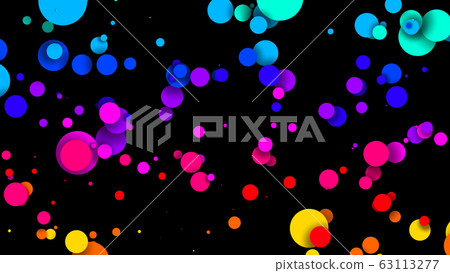 Abstract simple background with beautiful multi-colored circles or balls in flat style like paint bubbles in water. 3d render of particles, colored paper applique. Creative design background Abstract simple background with beautiful multi-colored circles or balls in flat style like paint bubbles in water. 3d render of particles, colored paper applique. Creative design background 63113277