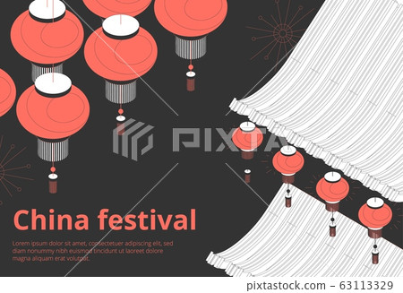 Chine Festival Isometric Banner 63113329