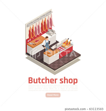 Butcher Shop Isometric Composition  63113583