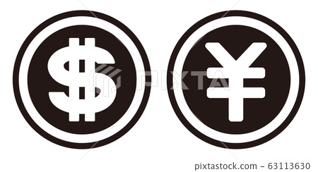 美元和日元的圖標 美元和日元的圖標 63113630
