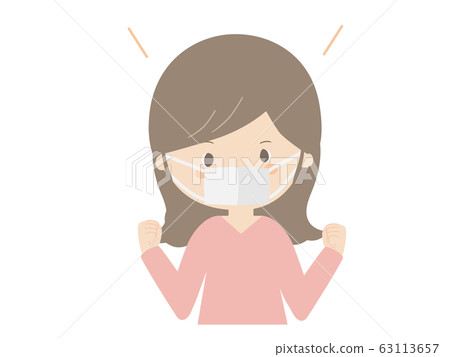 女人做膽量姿勢戴口罩 女人做膽量姿勢戴口罩 63113657