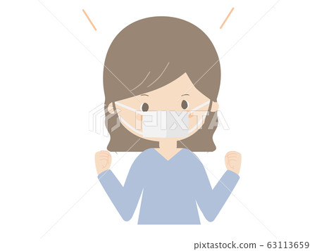 女人做膽量姿勢戴口罩 女人做膽量姿勢戴口罩 63113659