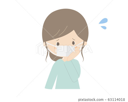 Worried woman wearing mask 63114018