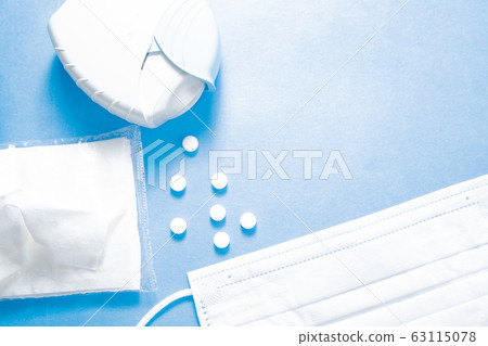 Asthma allergy inhalers and countermeasures. Tissues, masks and tablets. 63115078