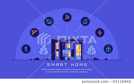 Smart house concept, Flat style banner design. 63116948