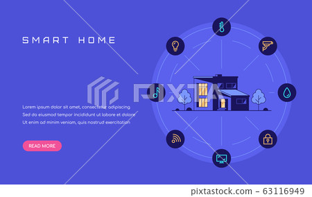Smart house concept, Flat style banner design. 63116949