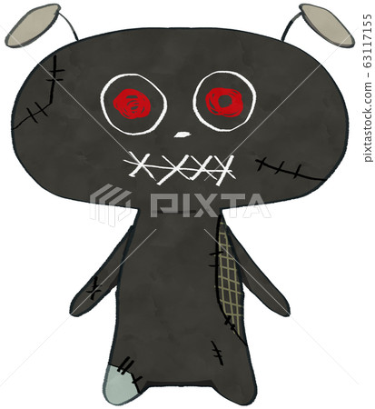 Scary robot-like red stuffed toy with eyes 63117155