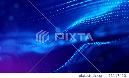 3d rendering background of microworld or sci-fi theme with glowing particles form curved lines, 3d surfaces, grid structures with depth of field, bokeh. Deep blue wave forms 3d rendering background of microworld or sci-fi theme with glowing particles form curved lines, 3d surfaces, grid structures with depth of field, bokeh. Deep blue wave forms 63117410