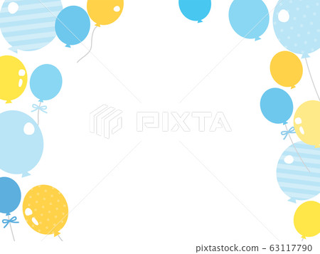 Blue and yellow balloon frame illustration 63117790
