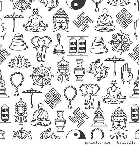 Buddhism religion seamless pattern background Buddhism religion seamless pattern background 63118213