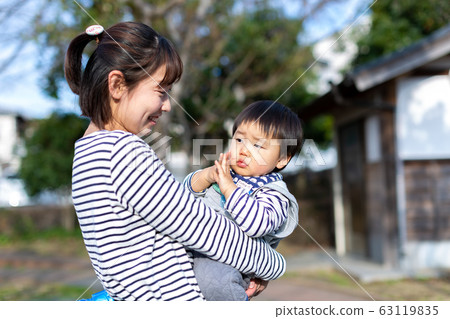 Toddler and mother playing in the park Toddler and mother playing in the park 63119835