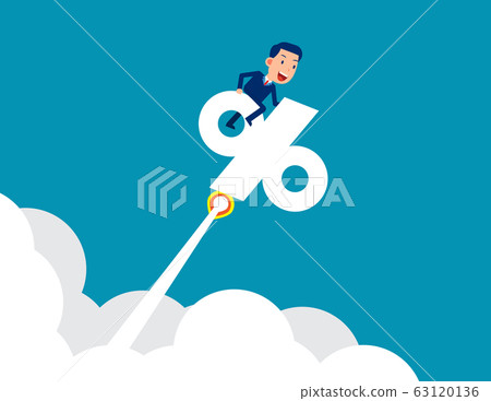 Riding percentage sign as rocket. Business finance Riding percentage sign as rocket. Business finance 63120136