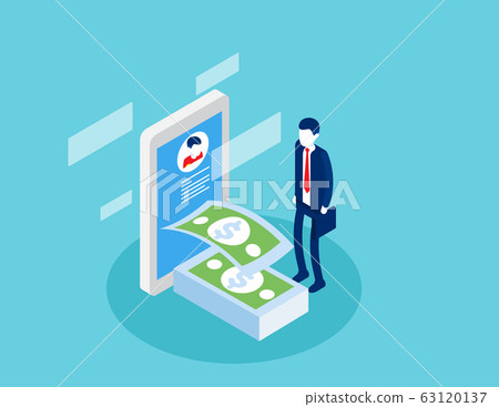 Businessman receiving money. Online transaction 63120137