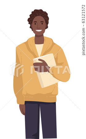 International student with book, African American guy in casual clothes International student with book, African American guy in casual clothes 63121572