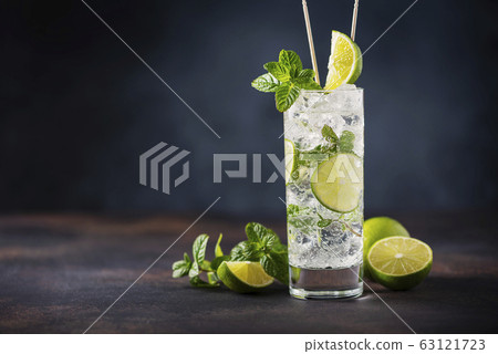 mojito with lime, mint  and ice 63121723