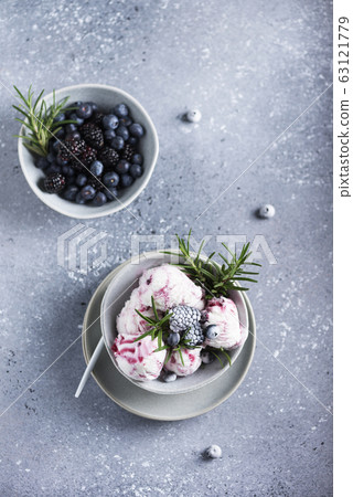 ice cream with frozen blueberry ice cream with frozen blueberry 63121779