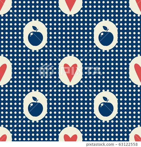 Blue white polka dot seamless pattern with red - Stock Illustration ...
