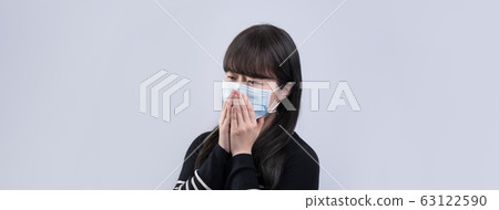 嘴女人隔離咳嗽女人女人面具咳嗽流感冠狀病毒面具 嘴女人隔離咳嗽女人女人面具咳嗽流感冠狀病毒面具 63122590