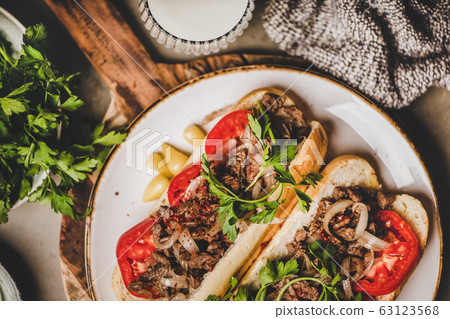 Turkish traditional meat sandwich tantuni with Turkish traditional meat sandwich tantuni with 63123568