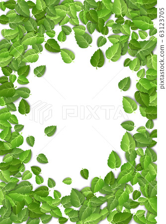 Flying green leaves on white background. Spring leaf vertical pattern on isolated backdrop. Fall fresh leaves plant. Vector illustration Flying green leaves on white background. Spring leaf vertical pattern on isolated backdrop. Fall fresh leaves plant. Vector illustration 63123705