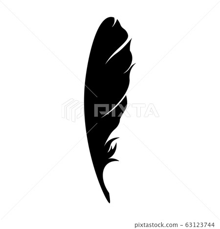 Feathers pen black icon silhouette. Logo goose lightweight feather contour. Vector illustration 63123744