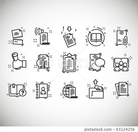 Set of documents thin line icons.  63124256