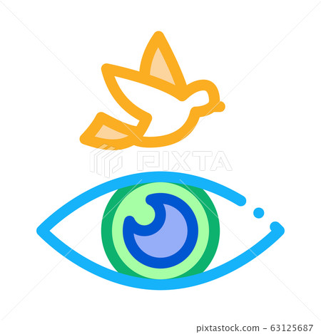 Human Eye Watching Fly Bird Icon Thin Line Vector 63125687