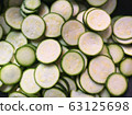 zucchini slice, full frame, fresh slice zucchini top view 63125698