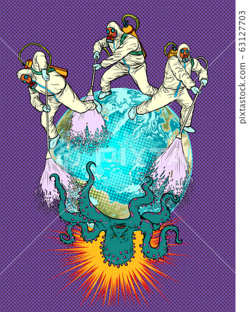 doctors disinfection planet epidemic. pandemic epidemic coronavirus covid19 63127703