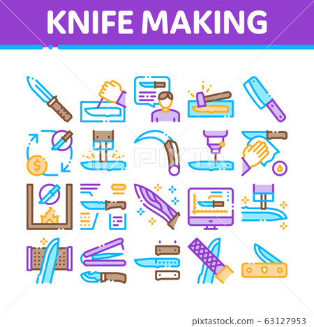 Knife Making Utensil Collection Icons Set Vector Knife Making Utensil Collection Icons Set Vector 63127953