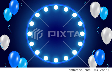 Blue festive background with balloons. 63128365