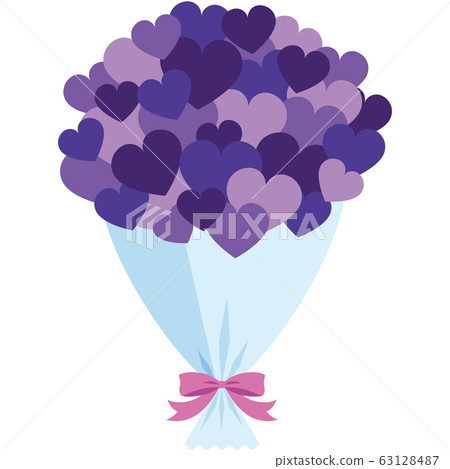 Simple bouquet of purple hearts Simple bouquet of purple hearts 63128487