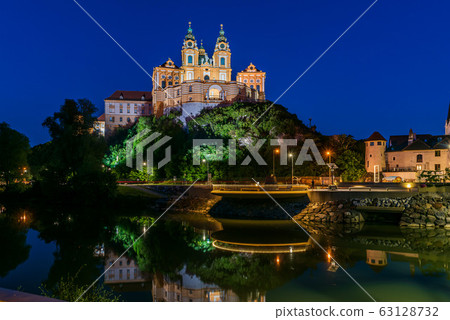 Melk Abbey in Wachau, Austria by night Melk Abbey in Wachau, Austria by night 63128732