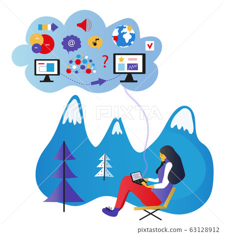 Freelancer working at the mountains 63128912