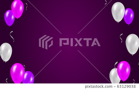 Purple festive background with balloons. Purple festive background with balloons. 63129038