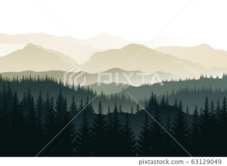 Vector beautiful morning landscape with misty Vector beautiful morning landscape with misty 63129049