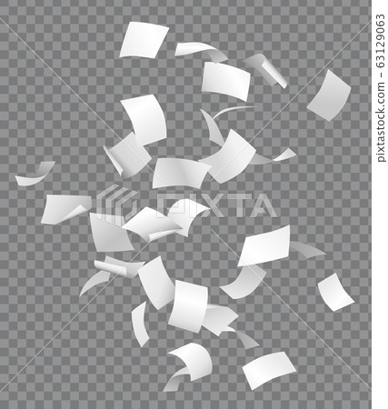 Group of flying or falling vector white papers 63129063