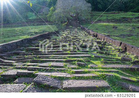 Vat Phou (Wat Phu) temple The ruined Khmer temple Vat Phou (Wat Phu) temple The ruined Khmer temple 63129201