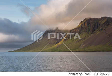 Iceland mountain and ocean 63129272