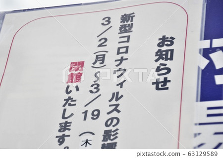 新的冠狀病毒的影響:告知博物館的標誌 新的冠狀病毒的影響:告知博物館的標誌 63129589