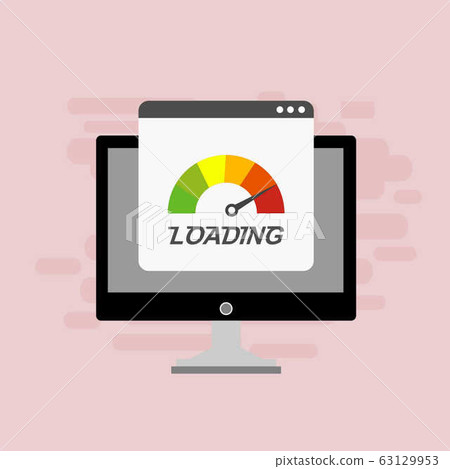 laptop with Speedometer Internet Speed icon. laptop with Speedometer Internet Speed icon. 63129953
