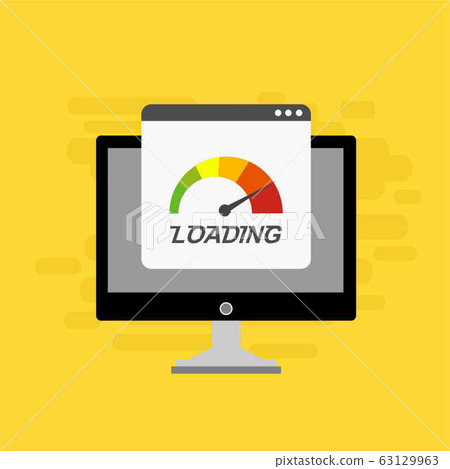 laptop with Speedometer Internet Speed icon. 63129963