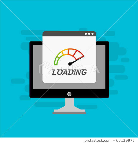 laptop with Speedometer Internet Speed icon. 63129975