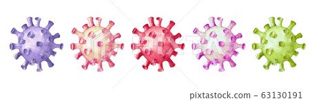 Coronavirus cells set isolated on white Coronavirus cells set isolated on white 63130191