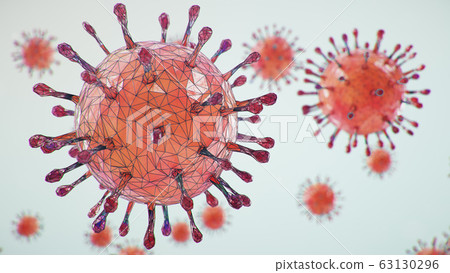 Abstract virus background. Pathogen affecting the respiratory tract. COVID-19 infection. Concept of pandemic, viral infection. Virus inside a human. Infection causing chronic disease, 3D illustration Abstract virus background. Pathogen affecting the respiratory tract. COVID-19 infection. Concept of pandemic, viral infection. Virus inside a human. Infection causing chronic disease, 3D illustration 63130296