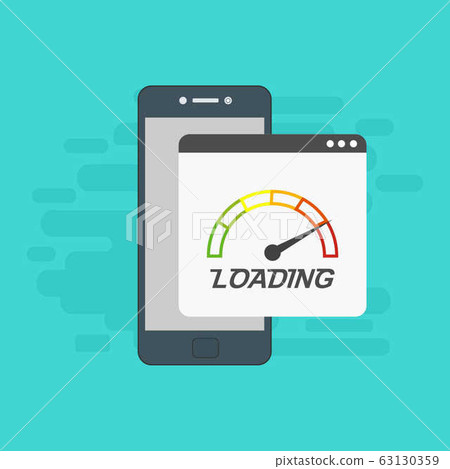 smartphone with speed test on the screen. Vector smartphone with speed test on the screen. Vector 63130359