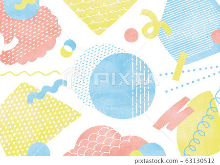 Hand drawn pop geometric pattern watercolor 63130512
