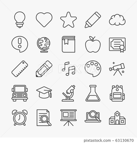 Simple Set of School Related Vector Simple Set of School Related Vector 63130670