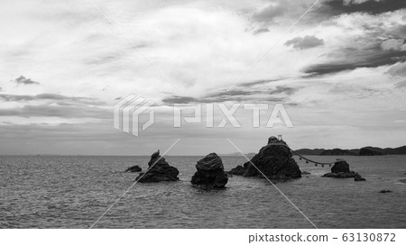 The famous twin rocks of Meoto Iwa in Ise Japan The famous twin rocks of Meoto Iwa in Ise Japan 63130872