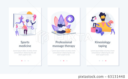 Sports medical services app interface template. 63131448